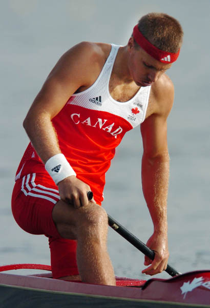 Canada's Stephan Giles of Dartmouth, Nova Scotia cathces his breath after racing in the C1 1000m final during the Athens 2004 Summer Olympic Games on Friday, August 27, 2004. Giles came in fifth.  (CP PHOTO/COC-Andre Forget)