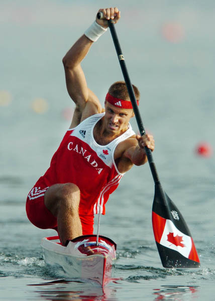 Canada's Stephan Giles of Dartmouth, Nova Scotia paddles during the C1 1000m final during the Athens 2004 Summer Olympic Games on Friday, August 27, 2004. Giles came in fifth.  (CP PHOTO/coc-Andre Forget)