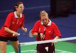 Canada's Robbyn Hermitage competes in the women's doubles badminton event at the 2000 Sydney Olympic Games. (CP Photo/ COA)
