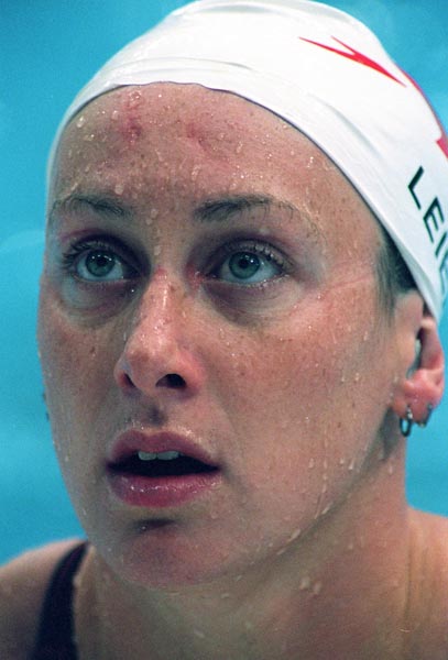 Canada's Rhiannon Leier finishes her swim at the Sydney 2000 Olympic Games on Saturday, Sept 16, 2000.(CP PHOTO/COA)