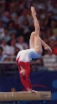 Canada's Lise Leveille performs on the  beam during gymnastics competition at the Sydney 2000 Olympic Games. (CP Photo/COA)