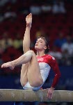 Canada's Lise Leveille performs on the beam during gymnastics competition at the Sydney 2000 Olympic Games. (CP Photo/COA)