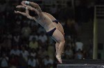 Alexandre Despatie and Philippe Comtois before a dive during the 10m synchronised diving at the Athens 2004 Summer Olympic Games August 14, 2004. (CP PHOTO 2004/Andre Forget/COC)
