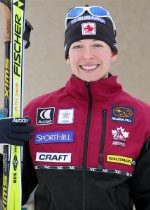 La fondeuse canadienne Amanda Fortier participe  la troisime manche du relais fminin 4 X 5 km  Soldier Hollow, le jeudi 21 fvrier 2002, aux Jeux olympiques d'hiver de Salt Lake City. (PHOTO PC/AOC/Andr Forget).