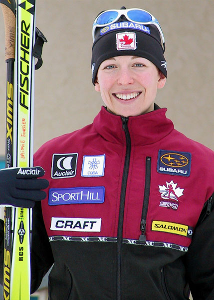 Canada's Jaime Fortier, part of the cross country ski team at the 2002 Salt Lake City Olympic winter  games. (CP Photo/COA)