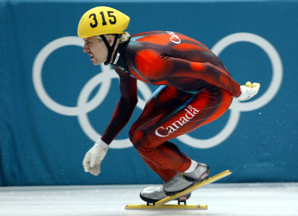 Canadian speed skater Marc Gagnon during the Men's 1500 metre Wednesday Feb. 20, at the 2002 Olympic Winter Games in Salt Lake City. Gagnon went on to win the bronze medal. (CP Photo/COA/Andre Forget)