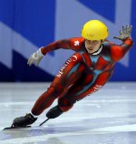 Canada's Alanna Kraus, part of the short track speed skating team at the 2002 Salt Lake City Olympic winter  games. (CP Photo/COA)