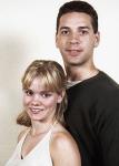 Jacinthe Lariviere, from Princeville, Que., and her partner Lenny Faustino, of Toronto, during the pairs free skate at the Olympic Winter Games in Salt Lake City, Monday Feb. 11, 2002. (CP PHOTO/COA/Andr Forget).