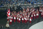 The Canadian Olympic Team in the athletes' parade at the opening ceremony of the Olympic Games in Athens, August 13, 2004. (CP PHOTO 2004/Andre Forget/COC)