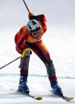 Canadian Jean-Philippe Roy, of Sainte-Flavie, Quebec, races down the Slalom course during the Men's Combined in Snow Basin, Utah Wednesday Feb. 13, at the 2002 Olympic Winter Games. (CP Photo/COA/Andre Forget).
