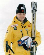 Canada's Karen Percy participates in the alpine ski event at the 1988 Winter Olympics in Calgary. (CP PHOTO/ COA/C. McNeil)