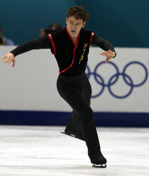 Canadian Figure Skater Elvis Stojko performance's during the men's short program in Salt Lake City, Utah Tuesday Feb. 12, at the 2002 Olympic Winter Games. (CP Photo/COA/Andre Forget).