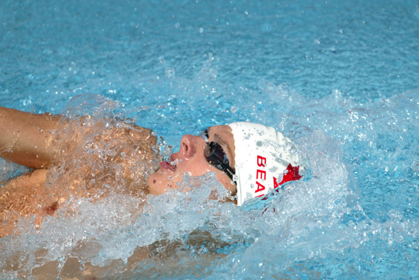 Canada's Keith Beavers of Orangeville, Ont. in 200-metre backstroke action during qualifying heats at the 2004 Summer Olympic Games in Athens, Greece, Wednesday, August 18, 2004. Beavers placed 13th overall and advanced to the semifinals. (CP PHOTO/COC/Mike Ridewood)