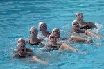 L'quipe canadienne de nage synchronise pratique le 10 aot 2004 aux Jeux olympiques  Athnes.(CP PHOTO 2004/Andre Forget/COC)