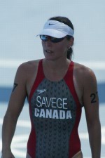Canada's Jill Savege of Penticton, B.C. finished 39th in women's triathlon at the Olympic Games in Athens on Wednesday, August 25, 2004.(CP PHOTO/COC-Mike Ridewood)