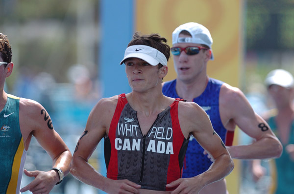 Simon Whitfield of Victoria, B.C., finished 11th in the men's triathlon event at the 2004 Summer Olympic Games in Athens on Thursday August 26, 2004. (CP PHOTO/COC-Andre Forget)