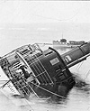 Photograph of the S.S. CHESLAKEE wrecked at Van Anda, British Columbia, January 22, 1913)