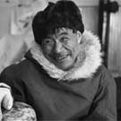Photograph of an Inuit sculptor in a print shop, Cape Dorset (Kinngait), Nunavut, April 1968