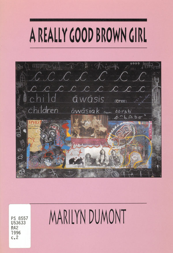 Couverture de livre rose orne d'une uvre d'art ralise en techniques mixtes, dont la photographie, le lettrage et la peinture
