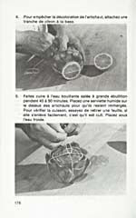 Page 176 du livre de cuisine LES TECHNIQUES CULINAIRES expliquant comment préparer les artichauts pour la cuisson avec photos à l'appui