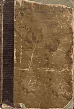 Cover of cookbook, DIRECTIONS DIVERSES DONNÉES PAR LA RÉV. MÈRE CARONPOUR AIDER SES SOEURS À FORMER DE BONNES CUISINIÈRES; marbled brown with no indication of title
