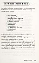 Page 105 of cookbook, THE VEGETARIAN MANIFESTO, with a recipe for Hot and Sour Soup
