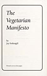 Title page of cookbook, THE VEGETARIAN MANIFESTO
