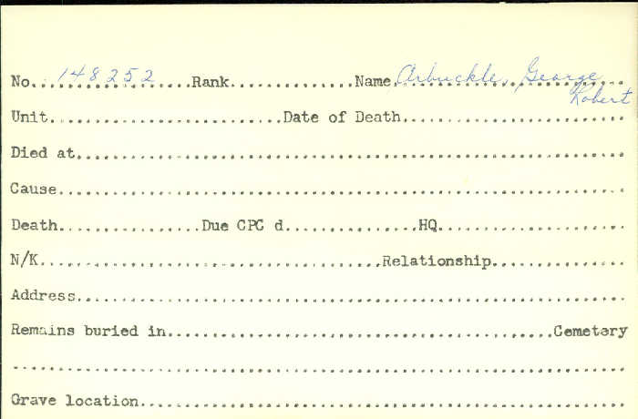 Title: Veterans Death Cards: First World War - Mikan Number: 46114 - Microform: allen_robert-h