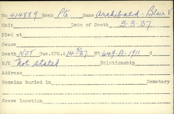 Title: Veterans Death Cards: First World War - Mikan Number: 46114 - Microform: allen_robert-h