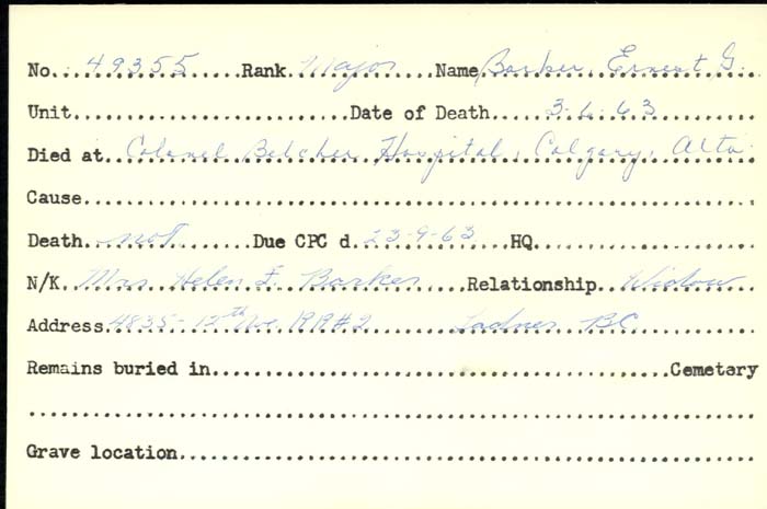 Title: Veterans Death Cards: First World War - Mikan Number: 46114 - Microform: badeau_eugene