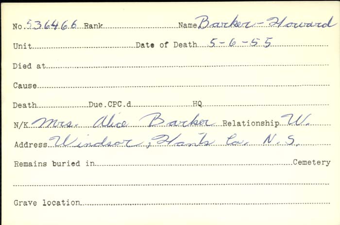 Title: Veterans Death Cards: First World War - Mikan Number: 46114 - Microform: badeau_eugene