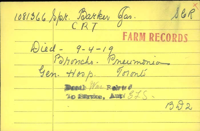 Title: Veterans Death Cards: First World War - Mikan Number: 46114 - Microform: badeau_eugene