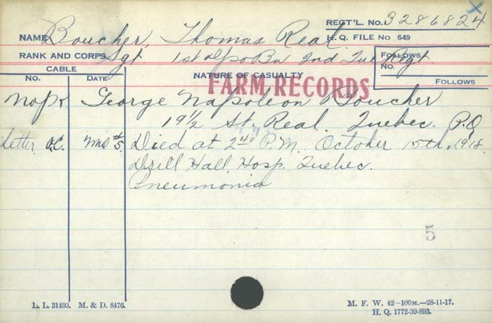 Title: Veterans Death Cards: First World War - Mikan Number: 46114 - Microform: blackman_alfred
