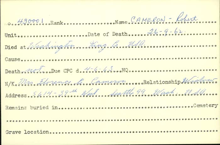 Title: Veterans Death Cards: First World War - Mikan Number: 46114 - Microform: byers_joseph