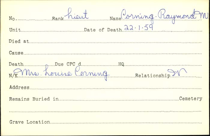 Title: Veterans Death Cards: First World War - Mikan Number: 46114 - Microform: cormier_a