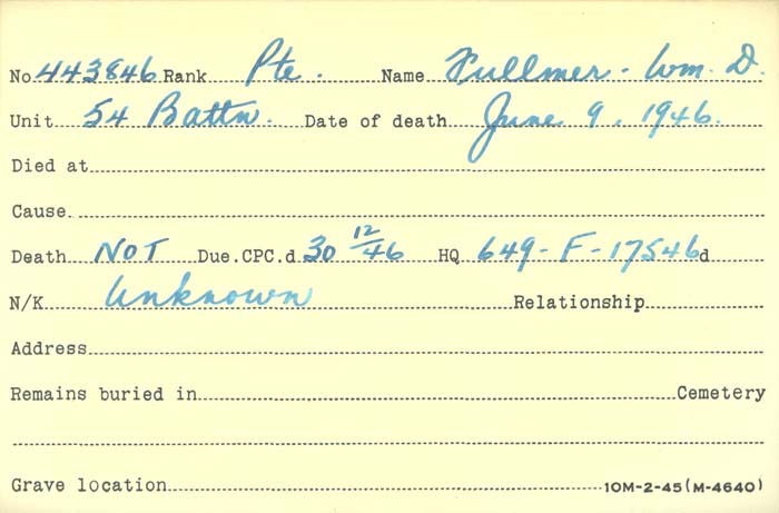 Title: Veterans Death Cards: First World War - Mikan Number: 46114 - Microform: francis_albert-e