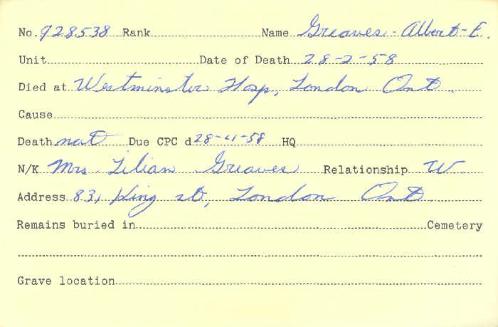 Title: Veterans Death Cards: First World War - Mikan Number: 46114 - Microform: gough_albert