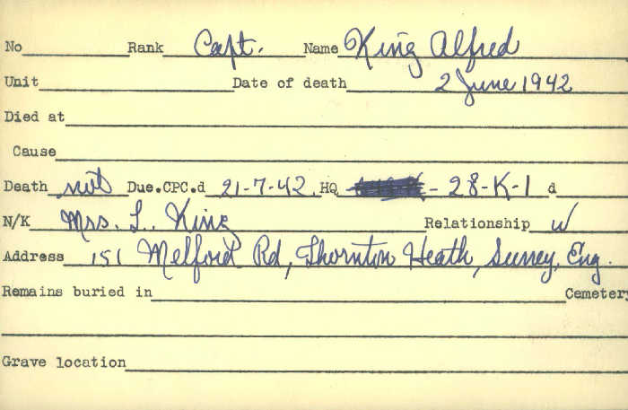 Title: Veterans Death Cards: First World War - Mikan Number: 46114 - Microform: king_a