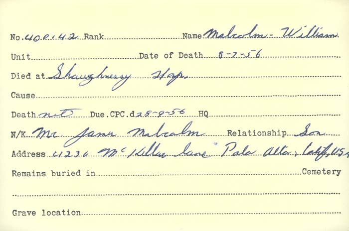 Title: Veterans Death Cards: First World War - Mikan Number: 46114 - Microform: mahoney_f