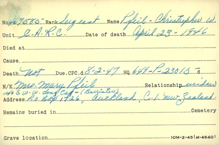 Title: Veterans Death Cards: First World War - Mikan Number: 46114 - Microform: paynter_j