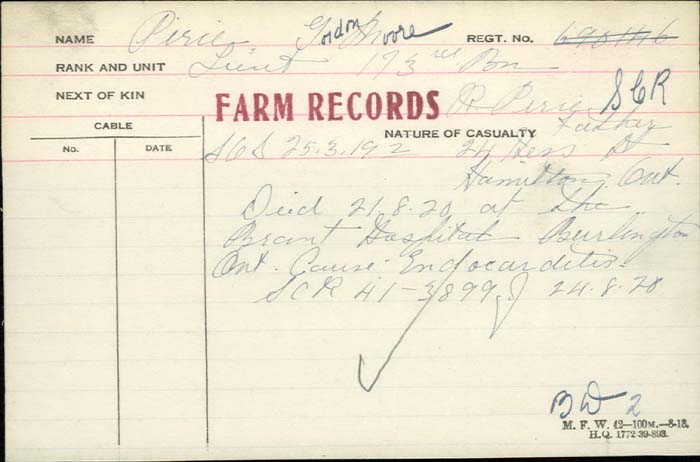 Title: Veterans Death Cards: First World War - Mikan Number: 46114 - Microform: phair_george