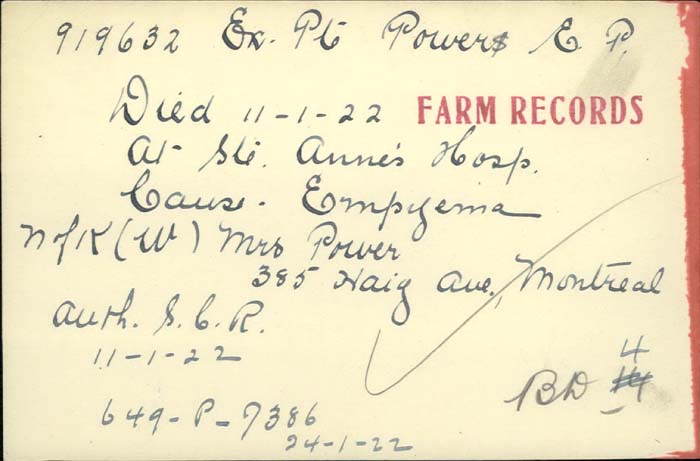 Title: Veterans Death Cards: First World War - Mikan Number: 46114 - Microform: pooley_charles