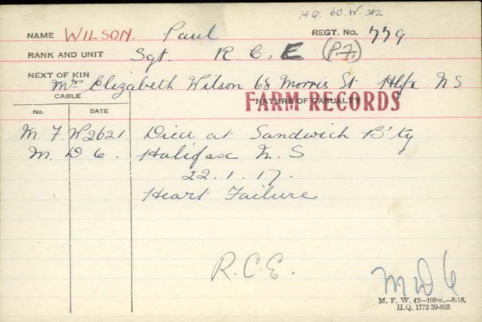 Title: Veterans Death Cards: First World War - Mikan Number: 46114 - Microform: williams_a