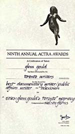 Nomination pour le prix de l'ACTRA décerné à l'auteur pour la télévision qui s'est le plus signalé pour un documentaire ou un sujet d'affaires publiques