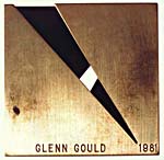 Back of the Canada Council Music Award, 1981, showing inscription with Glenn Gould's name